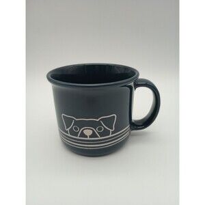 Navy Blue Coffee Mug White Stripes Dog Face Cute Puppy Nose Dog Lover